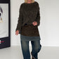 Kuschliger Pullover mit Fransen - mokka