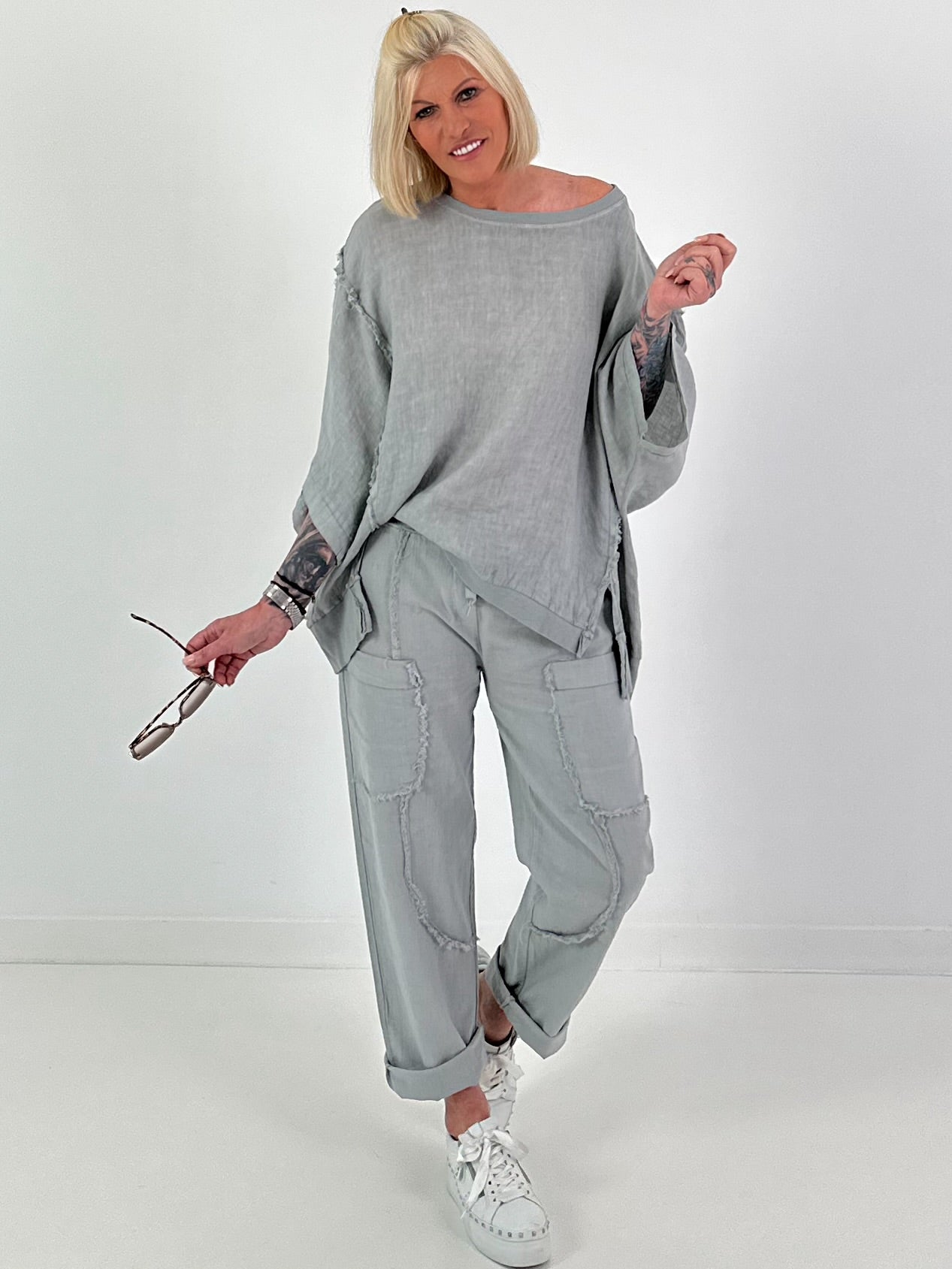 Oversized Linen Shirt - Grey