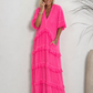 Long dress with fringe and flounces - neon pink (available from 29.05.26)