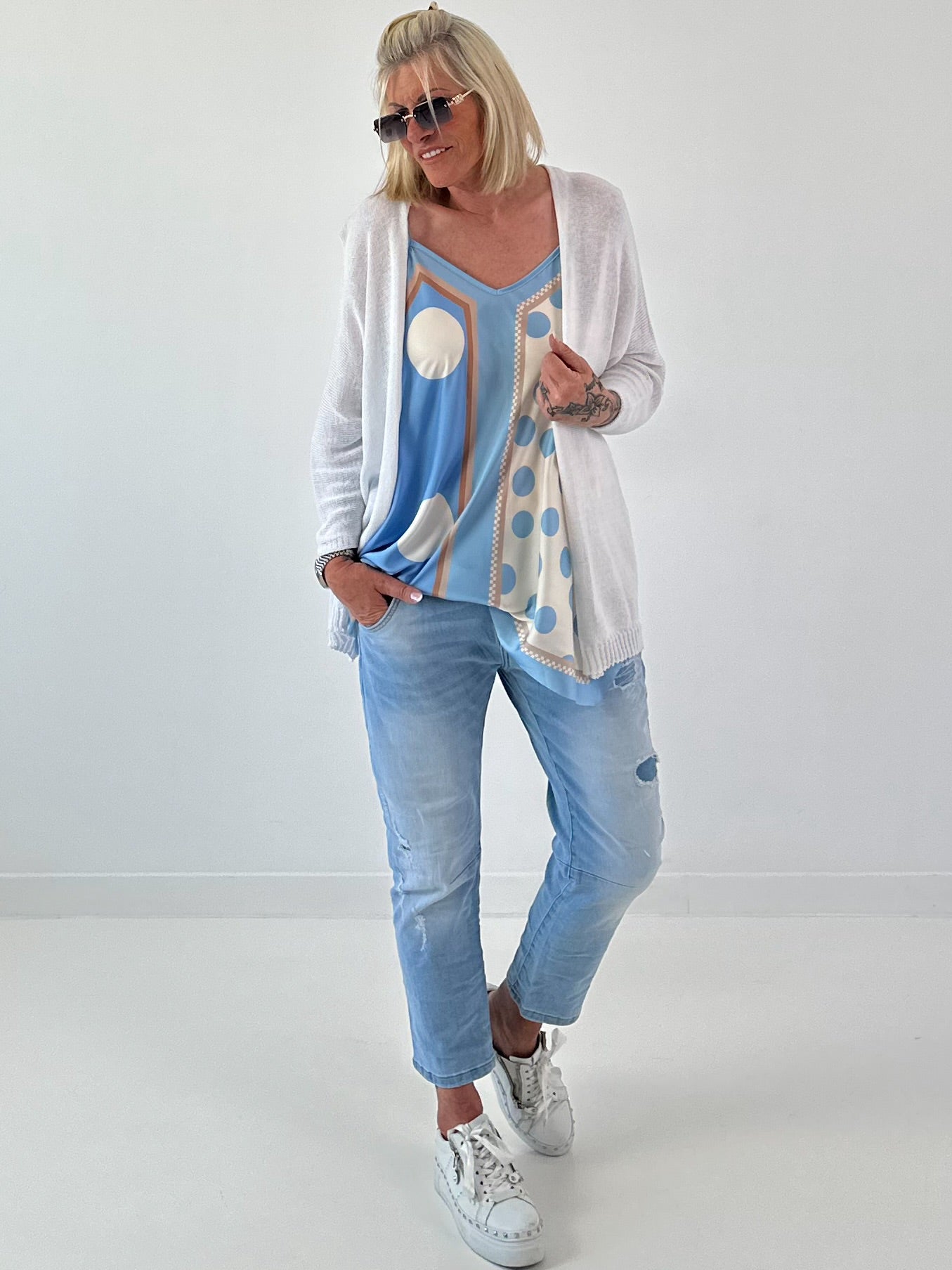 Leichte Strickjacke - weiss