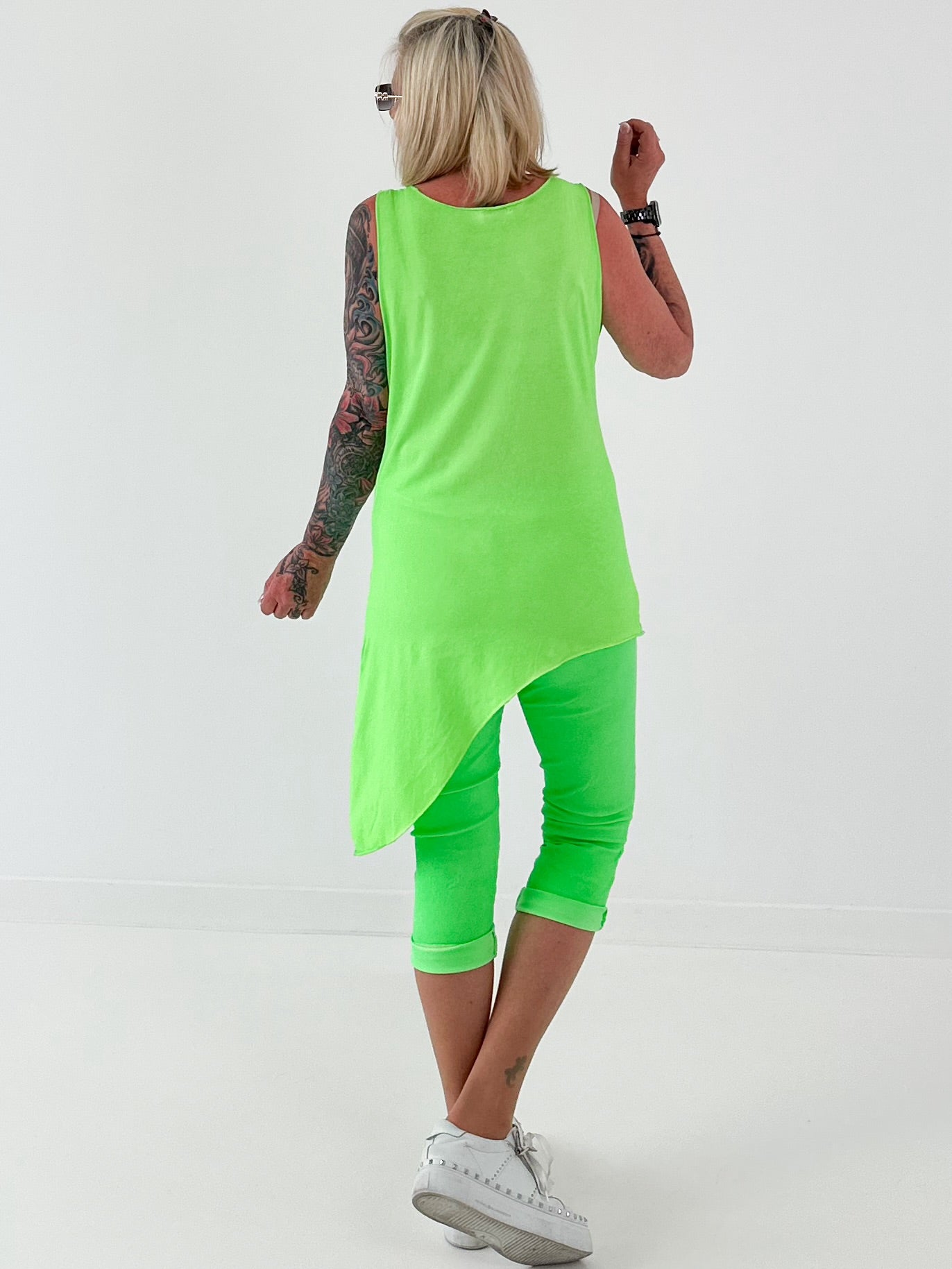 Long Top asymmetrisch - neongrün