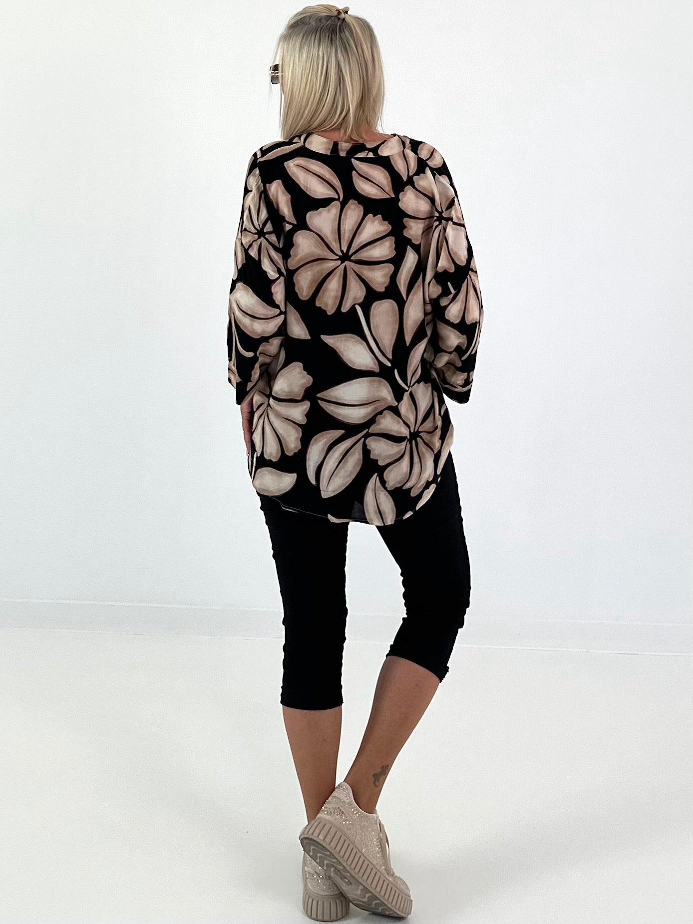 Printed tunic - beige - black