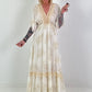Boho dress with all-over pattern and crochet details - white