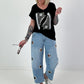 T-Shirt mit Leo Schuhprint - schwarz