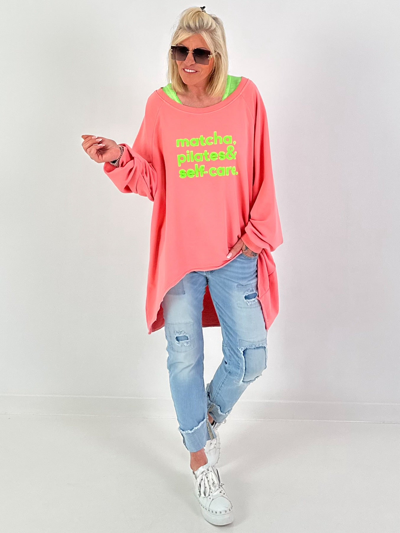 Oversized Sweater Matcha & Pilates - coral