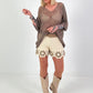 Oversized Crochet Jumper - Taupe