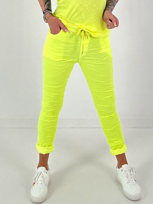 Hose im Knit-Look - neongelb