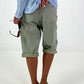 Kurze Baggy mit kleinen Ösen-Details - khaki