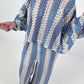 Häkelshirt mit Muster - blau-türkis-mehrfarbig