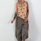 Polka dot top with ruffled collar - camel-chocolate