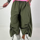 Balloon trousers with gathering seams - khaki