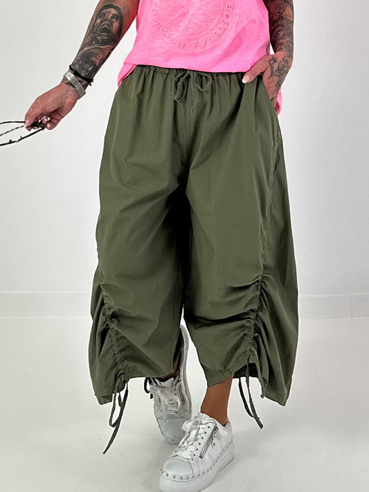 Ballonhose mit Raffnähten - khaki