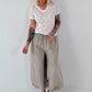 Spitzen Shirt mit V-Neck - weiss