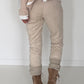 Hose in Wildlederoptik mit elastischem Bund - beige ( lieferbar ab ca. 13.09.26)