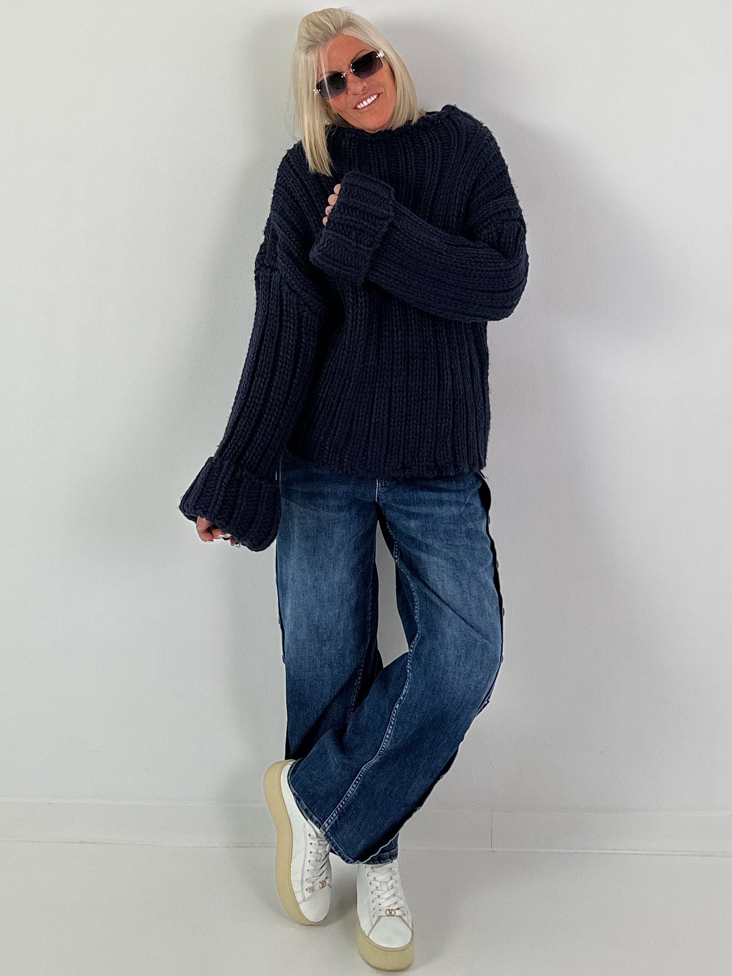Chunky knit sweater - midnight blue