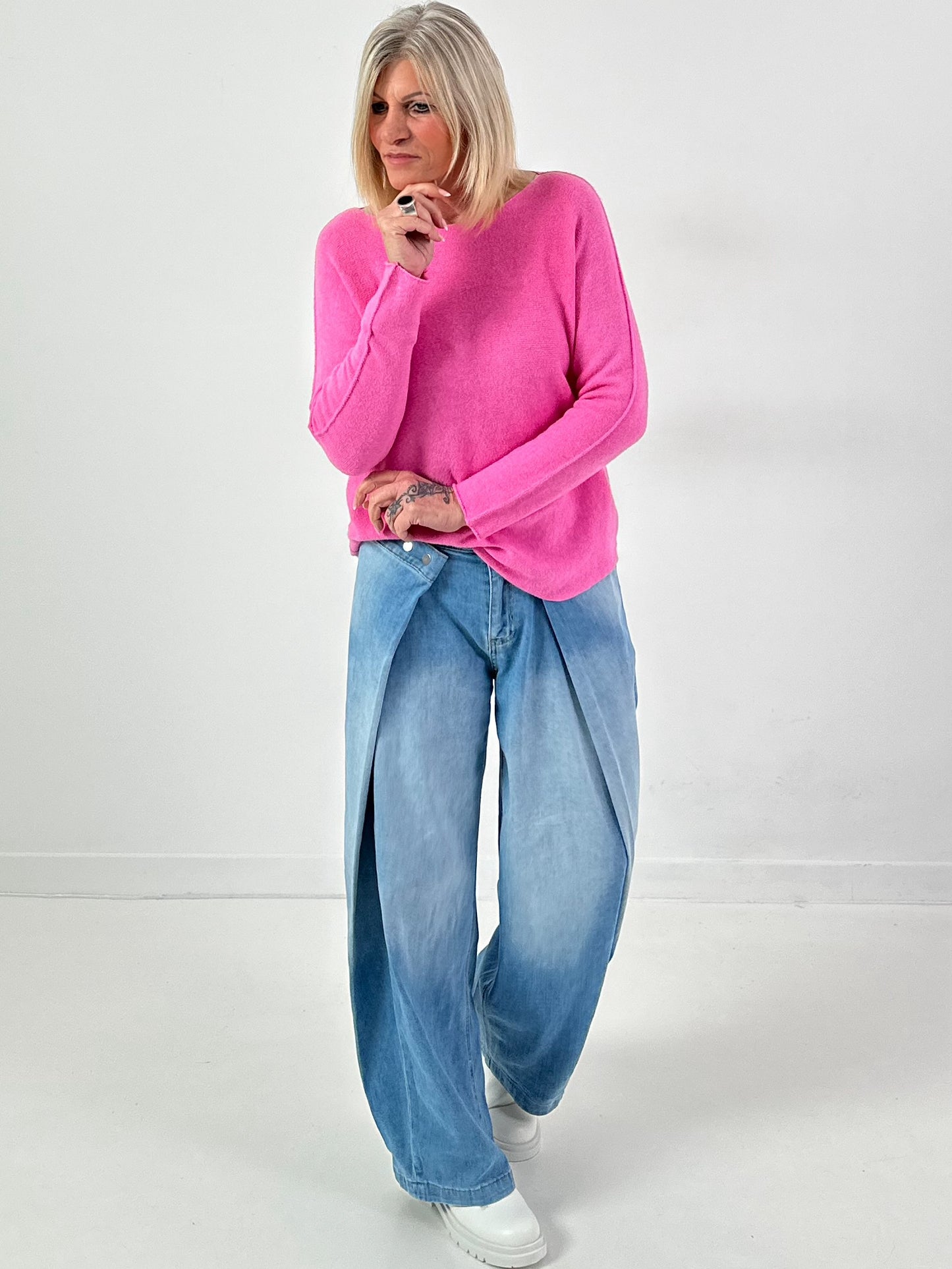 Fijngebreide trui model "Pure Frame" - roze