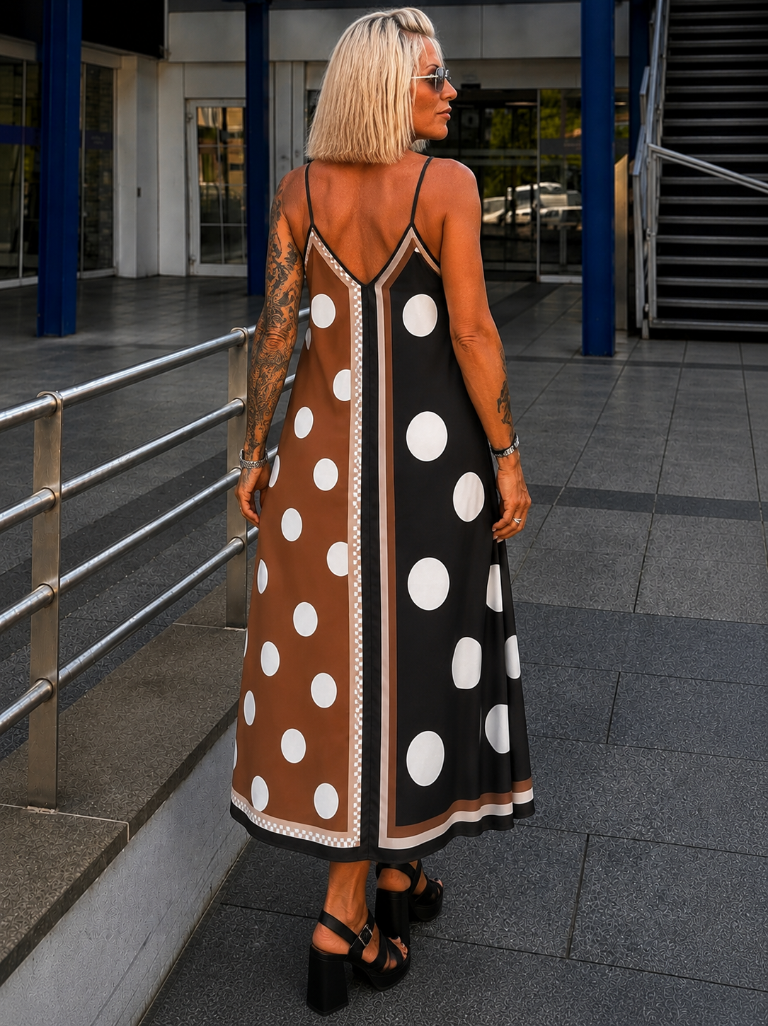 Luftiges Sommerkleid mit Print - schwarz mehrfarbig