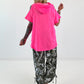 Hoodie Shirt mit Jeans Elementen - neonpink