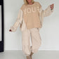 Sweater with knitted inserts - beige