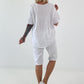 T-Shirt mit Häkelstern-Nieten-Cut-Outs - weiss