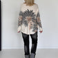 Pullover mit V-Ausschnitt und Botanical-Print - creme-anthrazit
