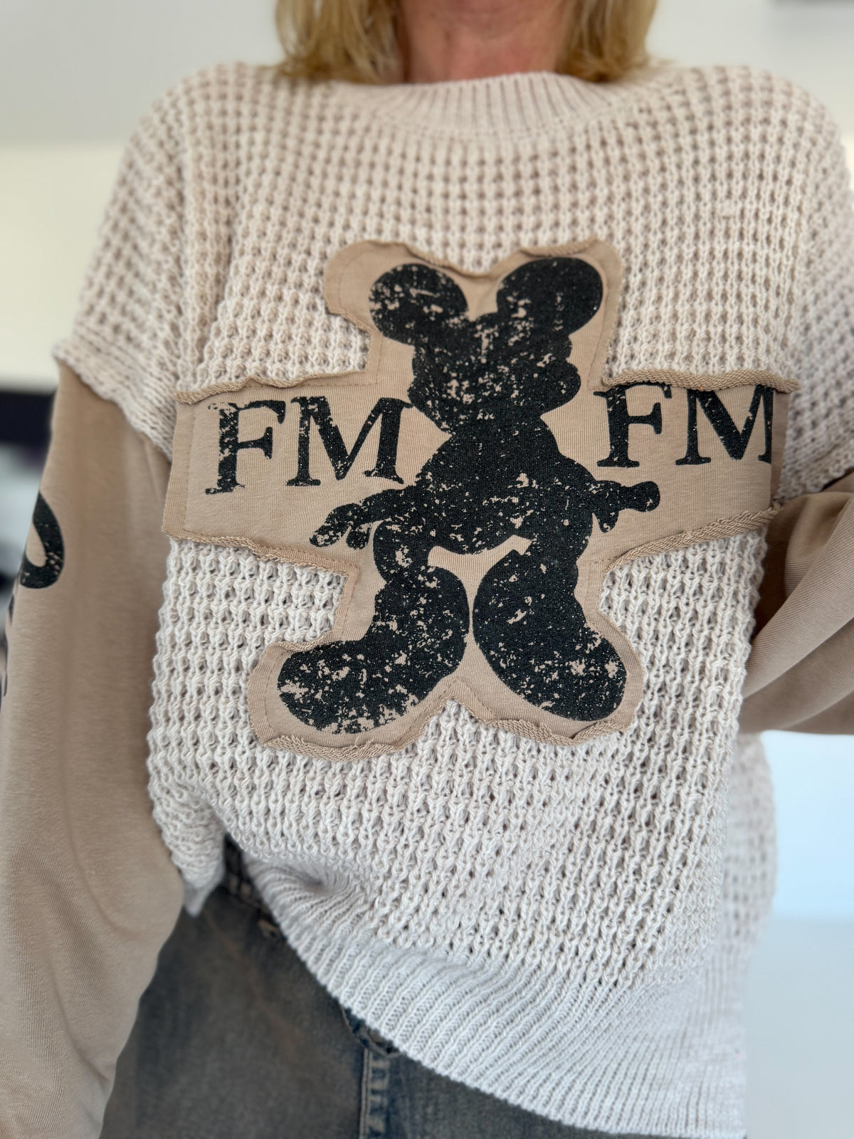 Grobstrickpullover mit Sweatärmeln - beige-taupe