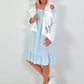 Light blue dress with short sleeves and flounce