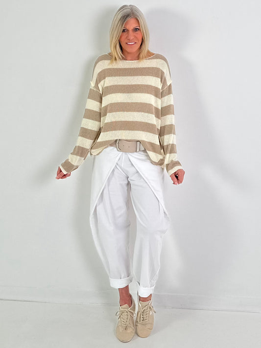 Pullover mit Streifen - beige-taupe ( lieferbar ab 30.01.26)