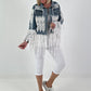 Boho Jeansjacke mit besonderen  Details - denim-weiss