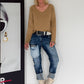 Basic Shirt mit V-Ausschnitt - camel