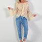 Lace tunic with ruffles - beige