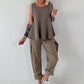 Grobes Leinen/Baumwoll Top - taupe