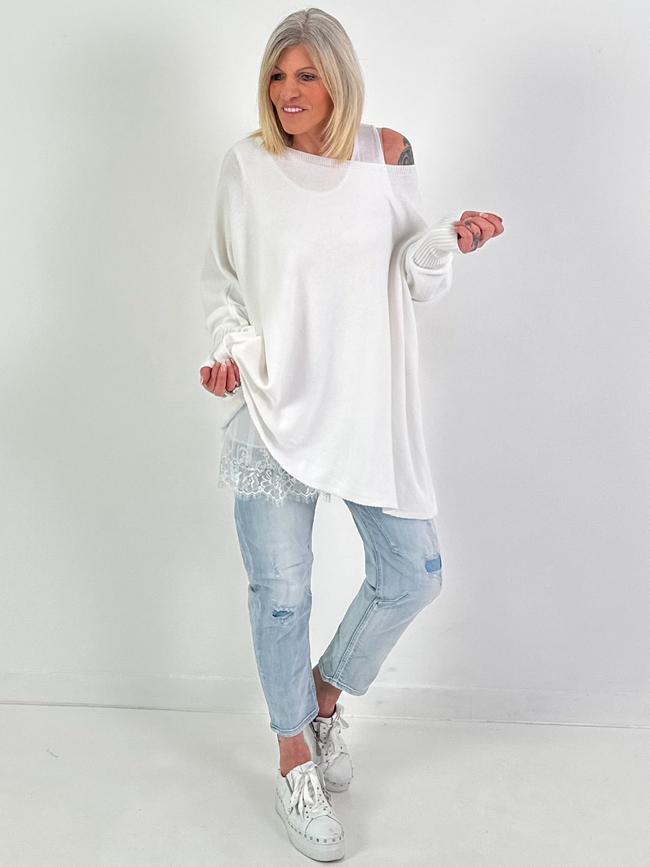 Pullover Good Vibes - weiss