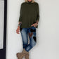 Strickpullover mit Turtleneck - oliv
