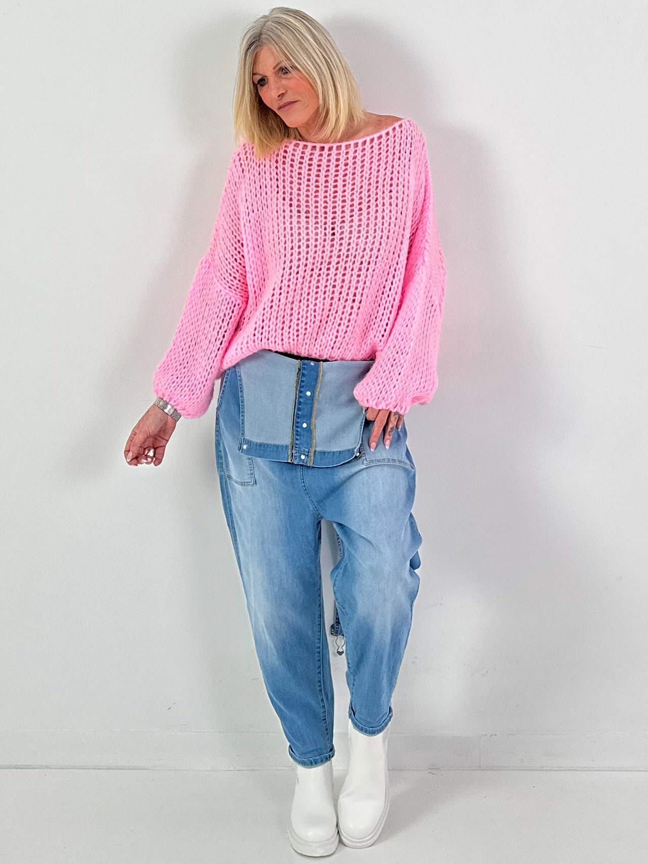 Grof gebreide trui model "Balloon Bubble" - roze