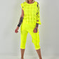 Shirt mit All-Over Cut-Outs und Ösen - neongelb