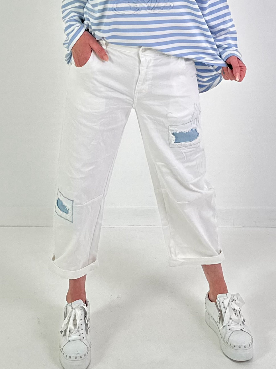 Culotte Jeans Model "Soft Canvas" - white