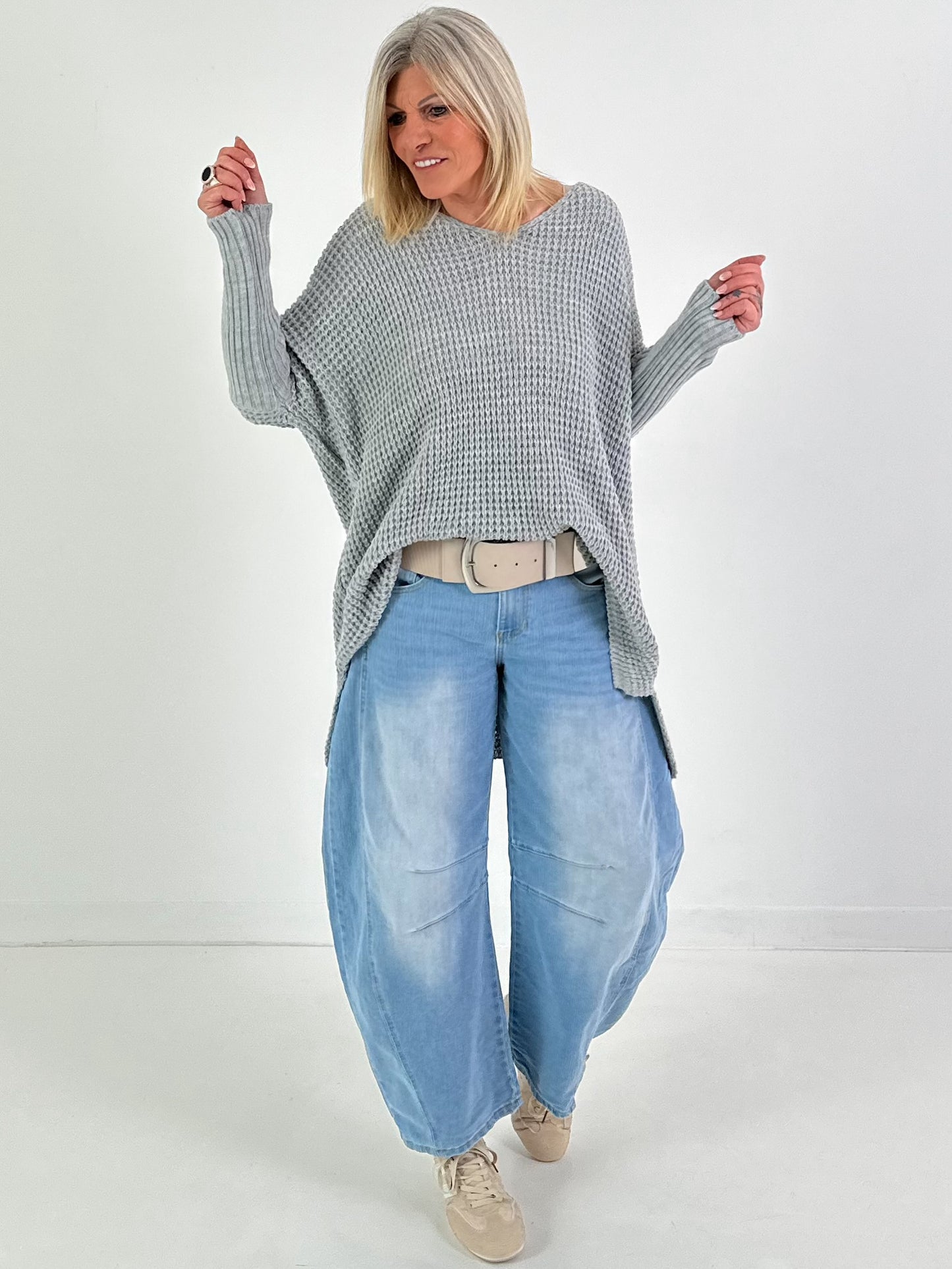 Pullover mit Stulpenärmeln - grau