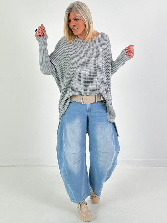 Pullover mit Stulpenärmeln - grau