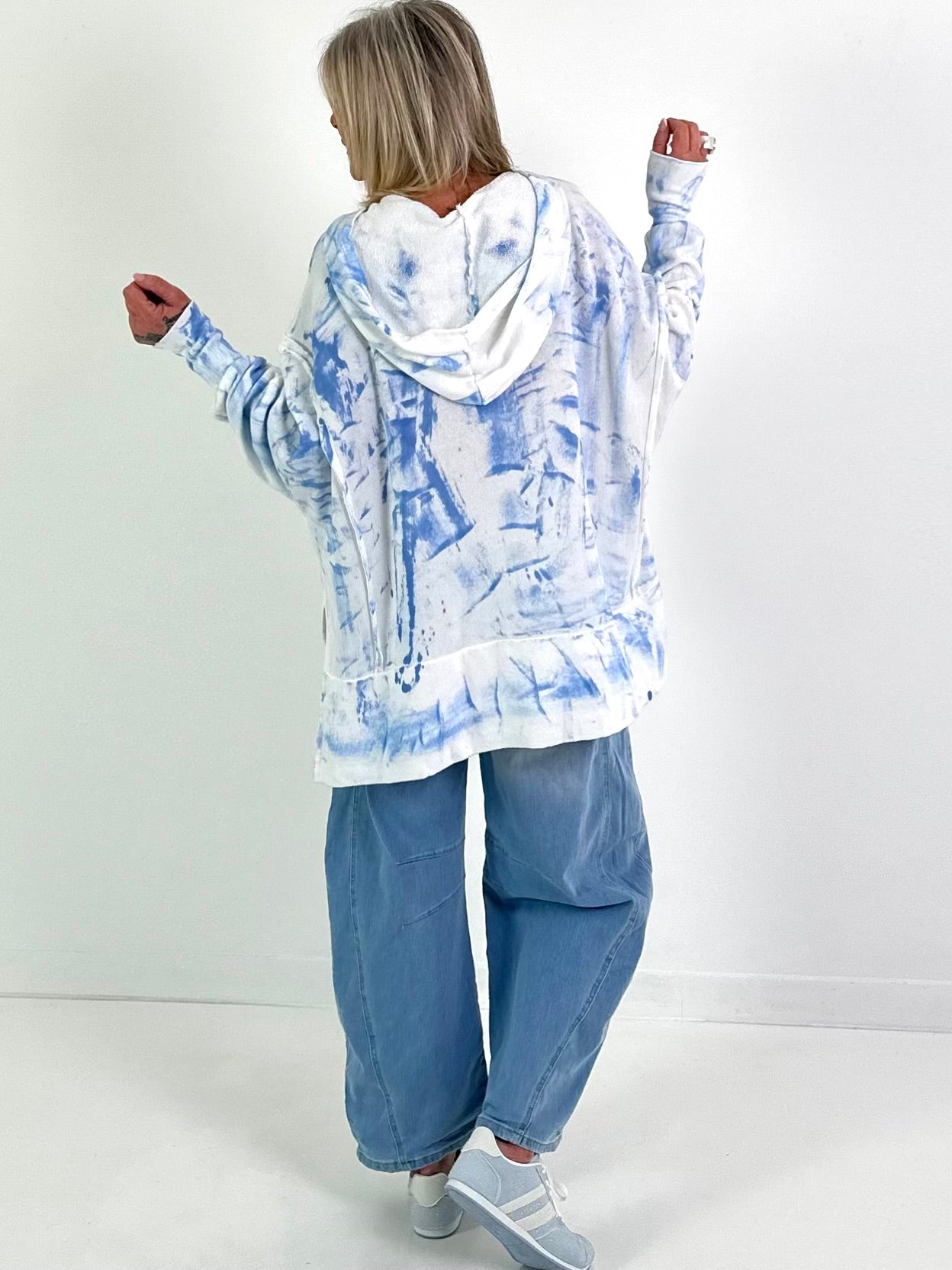 Oversized Hoodie Love - hellblau