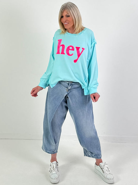 Sweater Modell "hey" - türkis
