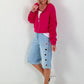 Bomberjacke mit gerafftem Arm - pink