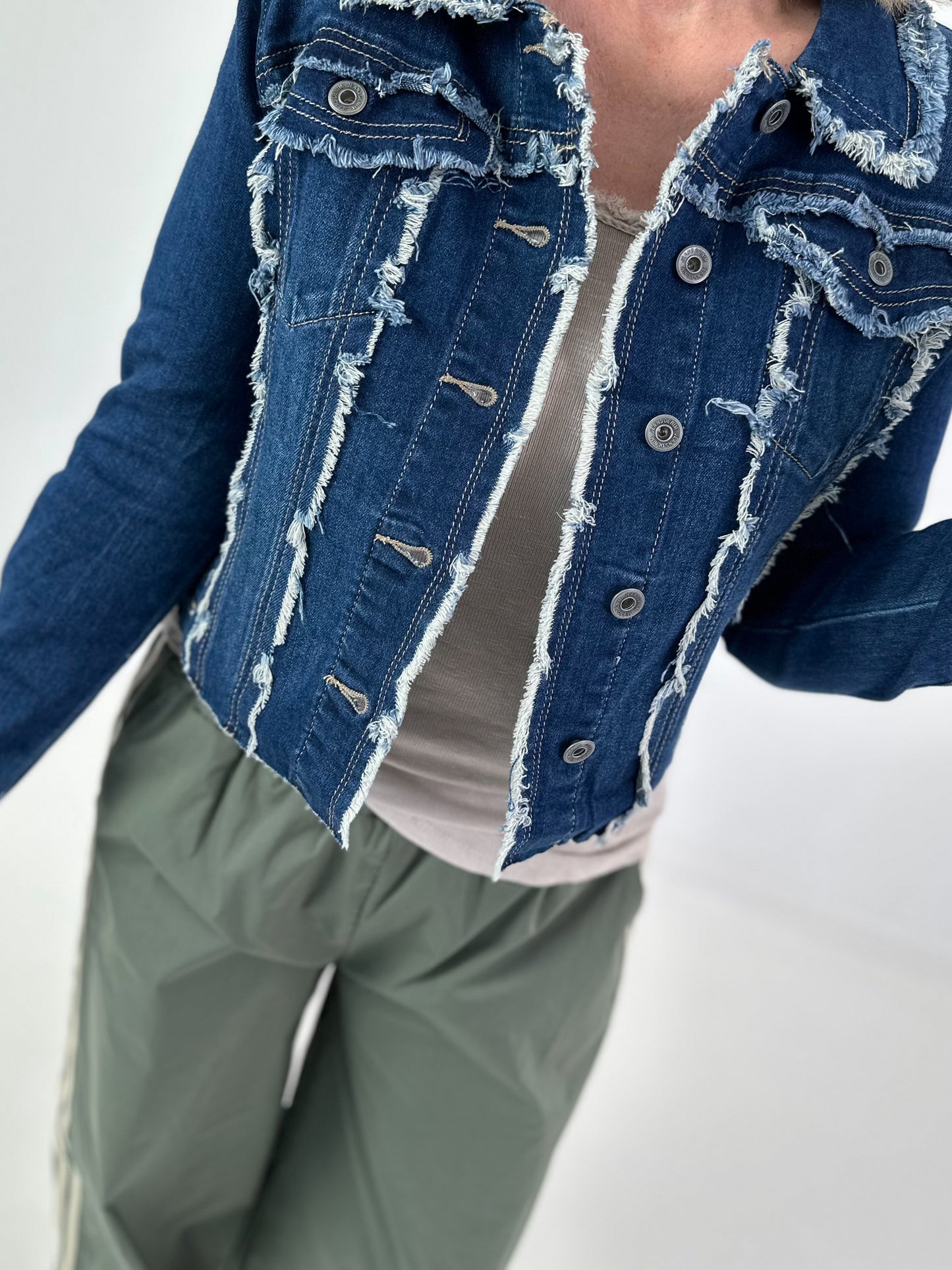 Fringed Denim Jacket - denim