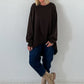 Oversized Shirt mit Statement Spruch auf dem Rücken - mokka