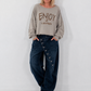 Sweater mit Linksnähten und Print - taupe