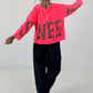 Sweatshirt SWEET mit Leo-Print - neonpink