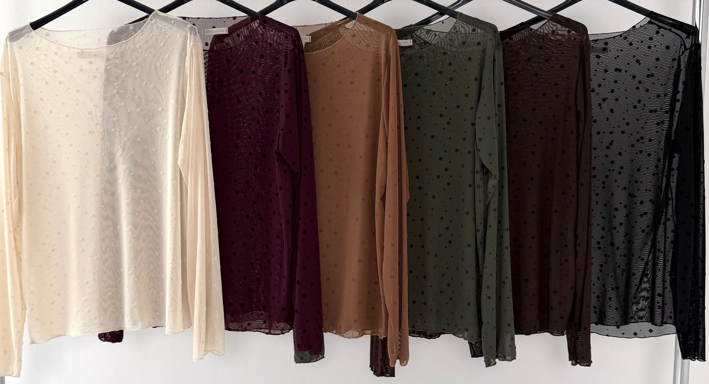 Mesh Shirt mit Pünktchen - 6 Farben
