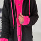 Coat with teddy curl look and neon accents - black