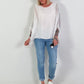 Silk tunic with integrated undershirt - white