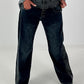 Jeans with double waistband and leopard details - denim-grey